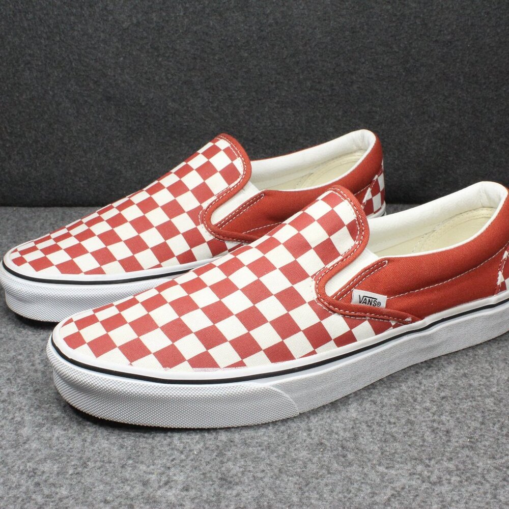 Vans Color Theory Checkerboard Slip-on Sneaker Rust Red Orange, Men's Size 11